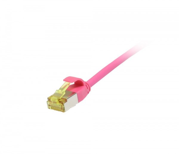 Patchkabel RJ45, CAT6A 500Mhz, 0.25m, magenta, U/FTP, slimline rund d=3,8mm, TPE/LSZH(Superflex), AWG32, mit CAT7 Rohkabel, Synergy 21