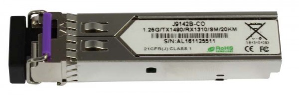 GBIC-Mini,SFP, 1000,WDM/LC, Tx1490nm/Rx1310nm, 9u, für HP(Aruba), 20Km, HP-Code,