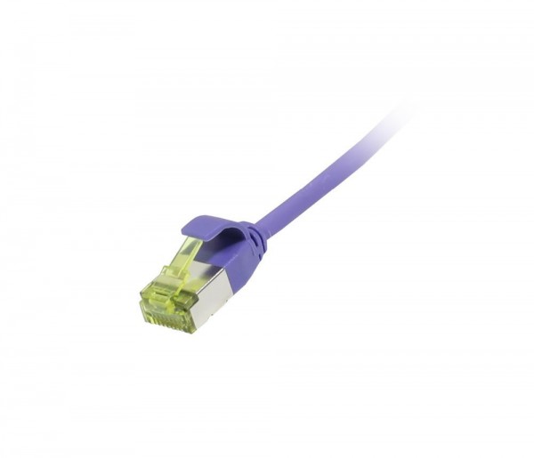 Patchkabel RJ45, CAT6A 500Mhz, 0.5m, lila, U/FTP, slimline rund d=3,8mm, TPE/LSZH(Superflex), AWG32, mit CAT7 Rohkabel, Synergy 21