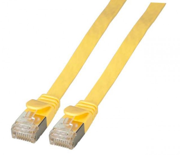 Patchkabel RJ45, CAT6A 500Mhz, 2m, gelb, U/FTP,flach,