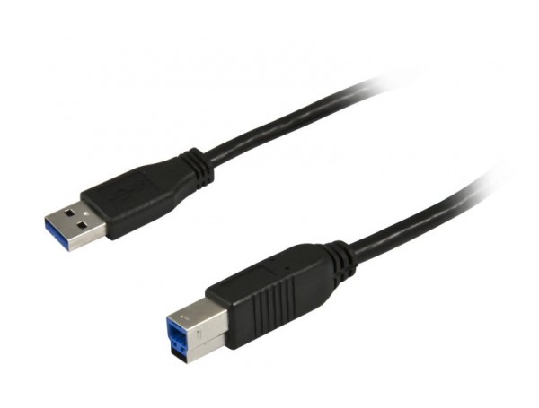 Kabel USB, A(St) => B(St), 5.0m, USB3.0, schwarz, Synergy 21,