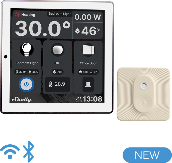 Shelly · Unterputz · &quot;Shelly Wall Display White + BLU H&amp;T Ivory&quot; · Android · WLAN · white