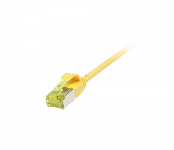 Patchkabel RJ45, CAT6A 500Mhz, 0.25m, gelb, U/FTP, slimline rund d=3,8mm, TPE/LSZH(Superflex), AWG32, mit CAT7 Rohkabel, Synergy 21