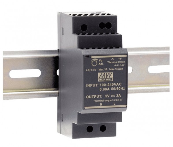 ALLNET replacement power supply - 5V / 3A 15W Mean Well top-hat rail