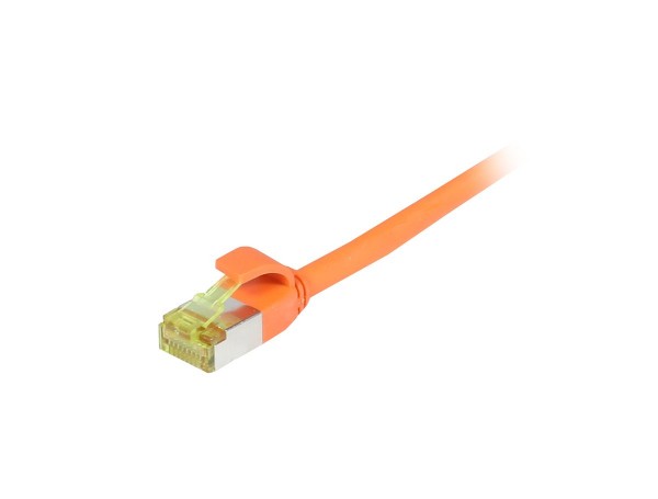 Patchkabel RJ45, CAT6A 500Mhz, 7.5m, orange, S-STP(S/FTP), slimline rund d=4,5mm, TPE/LSZH(Superflex), AWG28, mit CAT7 Rohkabel, Synergy 21