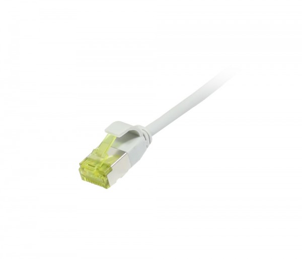 Patchkabel RJ45, CAT6A 500Mhz, 0.15m, grau, U/FTP, slimline rund d=3,8mm, TPE/LSZH(Superflex), AWG32, mit CAT7 Rohkabel, Synergy 21