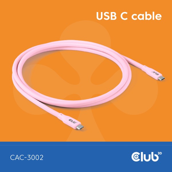 Kabel USB 4.0 C (St) =&gt; C (St) 2,0m *Club3D* - LIFESTYLE *pink*