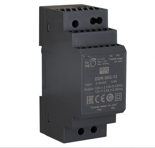 ALLNET replacement power supply/voltage converter 12V/2.5A IN: 9~36VDC -&gt; OUT: 9~13.2V DC/DC converter Mean Well top-hat rail