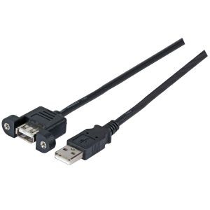 Kabel USB, A(St) =&gt; A(Bu), 1.0m, USB2.0, Verlängerung, mit Einbaubuchse,