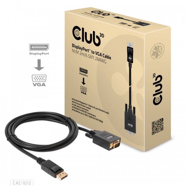 Kabel Video DisplayPort => VGA ST/ST 2,0m *Club 3D*