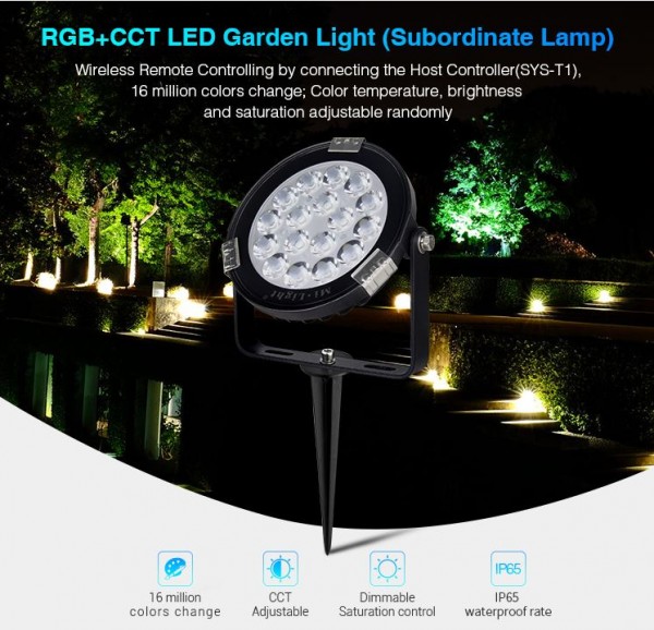 Synergy 21 LED subordinate garden lampe 9W RGB+CCT with RF and WLAN IP65 24V *Milight/Miboxer*