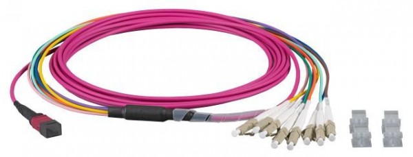 LWL-MTP®-Female-LC Patchkabel OM4 LowLoss, 8 Faser, erika-violett, 3m,