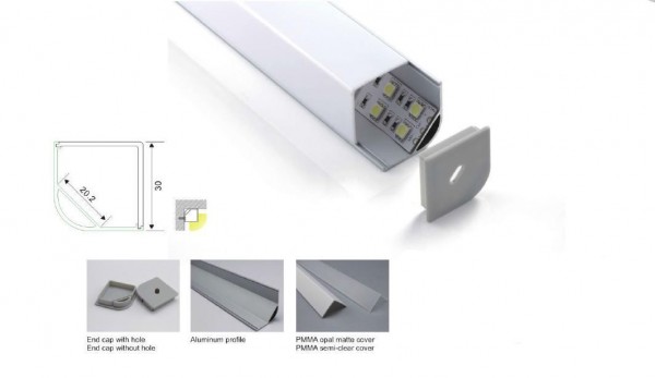 Synergy 21 LED U-profile 200cm, ALU015-R white