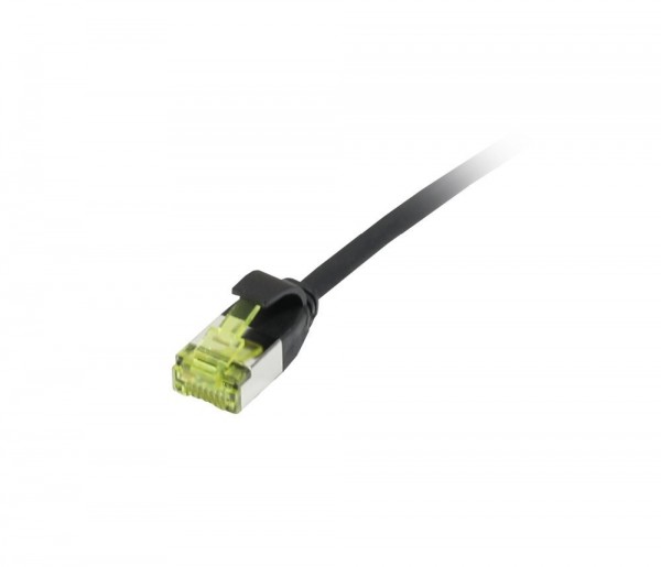 Patchkabel RJ45, CAT6A 500Mhz, 0.25m, schwarz, U/FTP, slimline rund d=3,8mm, TPE/LSZH(Superflex), AWG32, mit CAT7 Rohkabel, Synergy 21