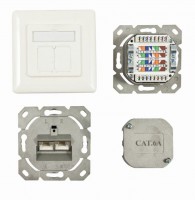 Dosen TP, UP, 2-fach, CAT6A, 500Mhz, Reinweiss, LSA, Synergy 21, waagrechter hinterer Kabeleingang Dosen TP, UP, 2-fach, CAT6A, 500Mhz, Reinweiss, LSA, Synergy 21, waagrechter hinterer Kabeleingang