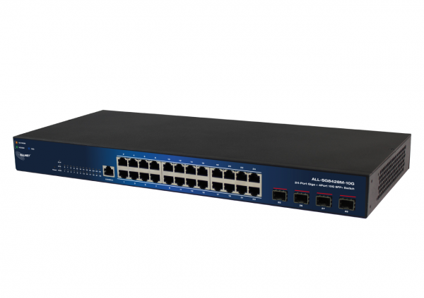 ALLNET Smart Managed Layer 2 Switch 24 Ports • 24x GbE • 4x SFP+ • 19? • Fanless • ALL-SG8428M-10G