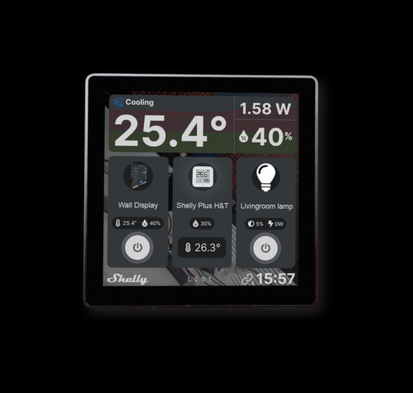 Shelly · Unterputz · &quot;Wall Display&quot; · Android · WLAN · schwarz